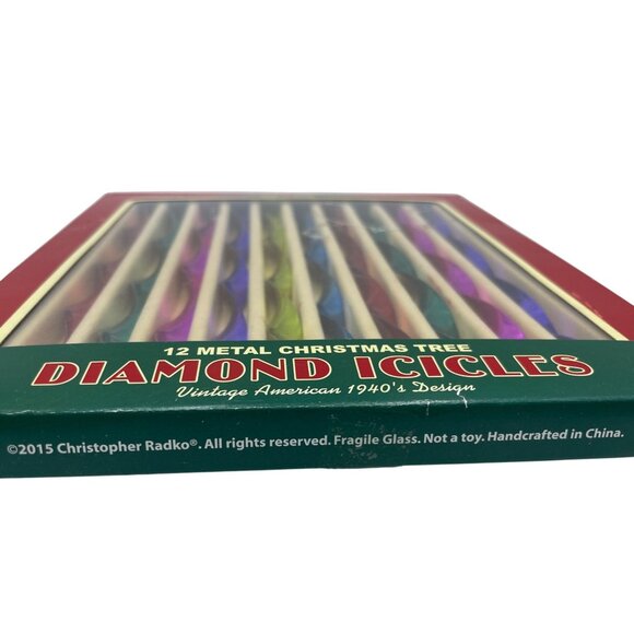 Shiny-Brite 12 Metal Christmas Tree Diamond Icicles Vintage American 1940s Desig - Picture 9 of 15